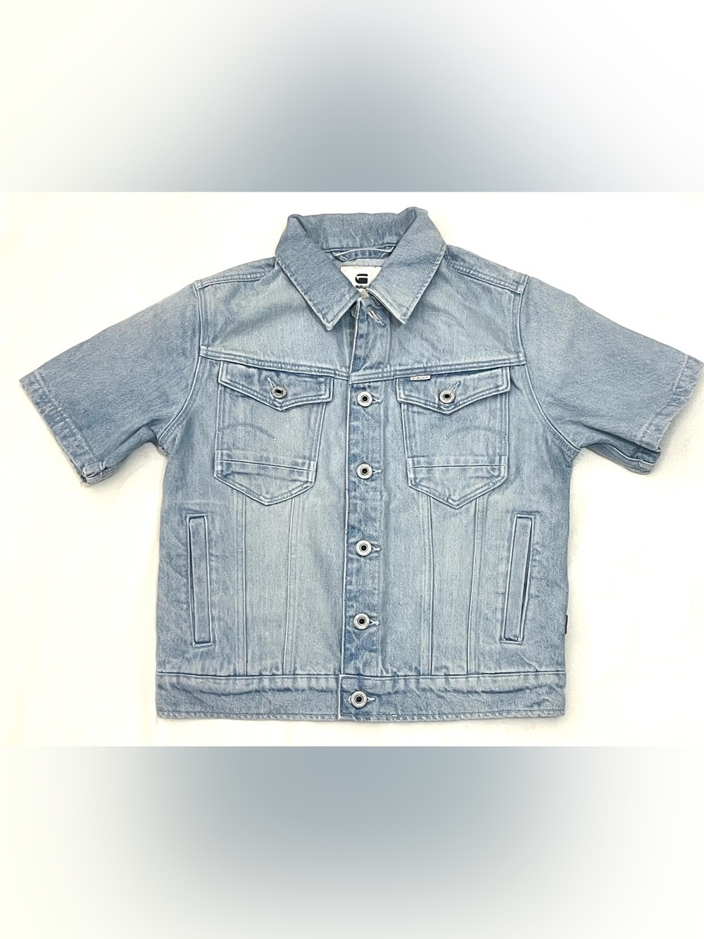 G-Star RAW Vintage Electric Blue Short Sleeve Denim Arc Jean Jacket Women’s XS